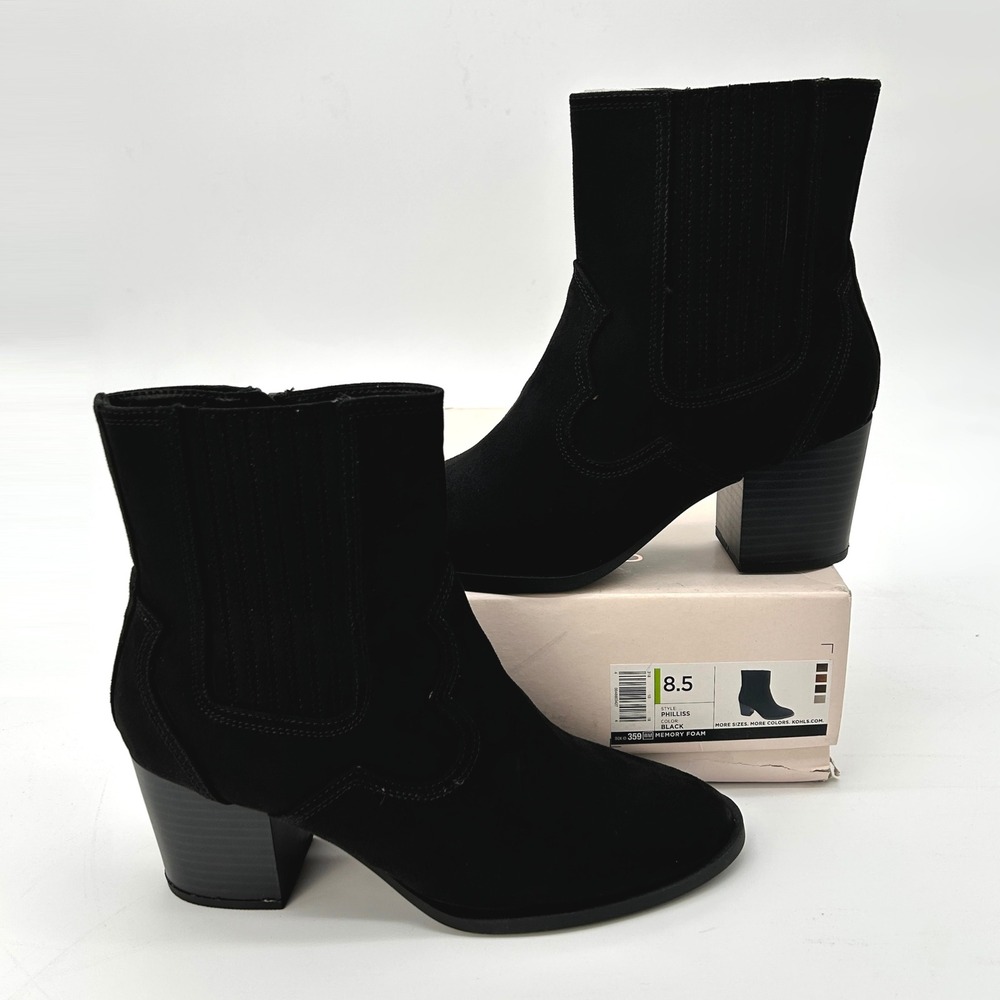 Womens Ankle Boots LC Lauren Conrad Philliss Sz 8.5 Black Faux Suede Western NEW